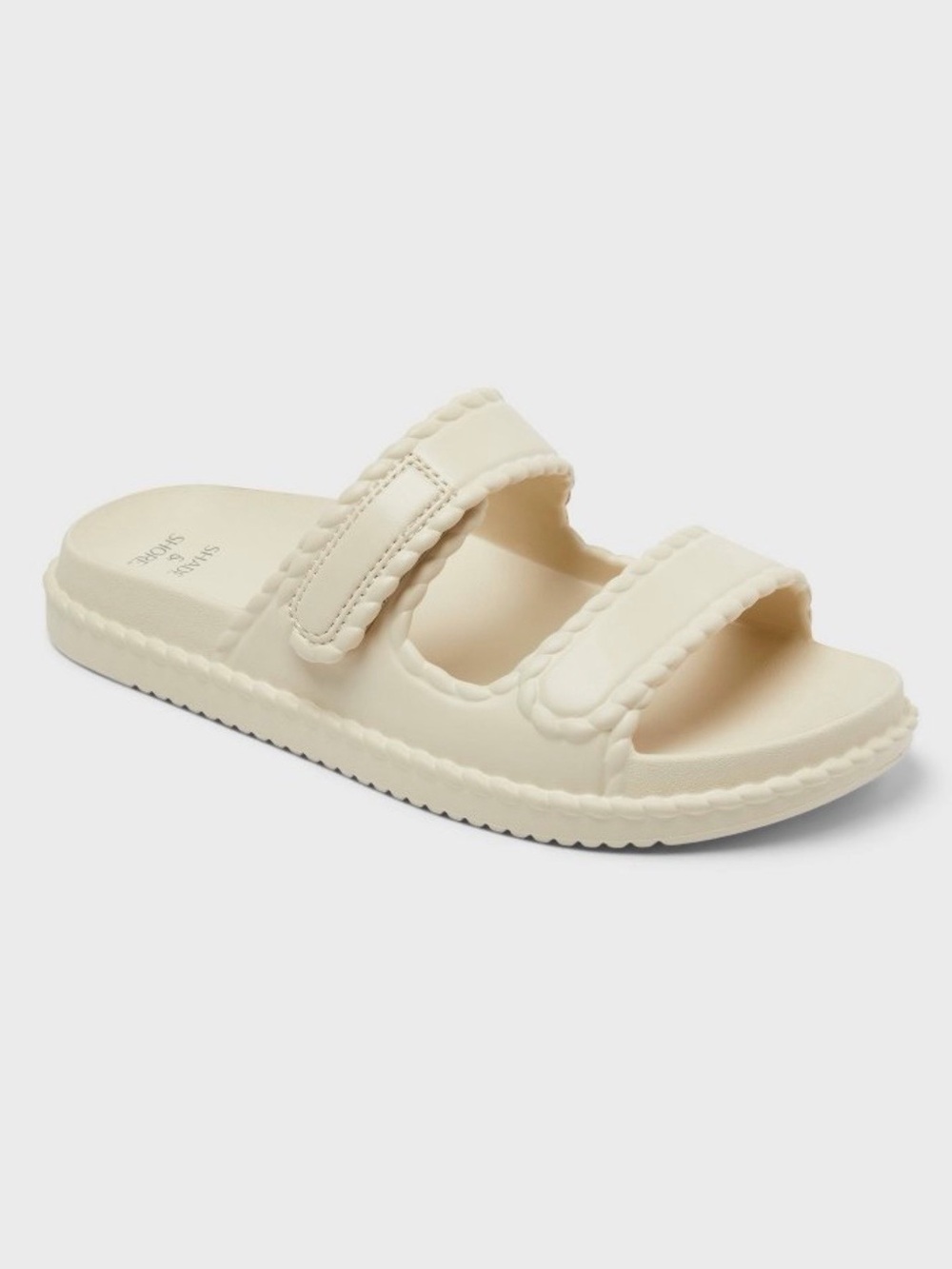 Shade & Shore Women’s Double Strap Slide Sandals Cream Size 10